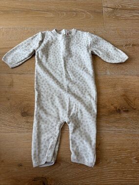 Bonpoint Knit Romper Cream with Metallic Dot Print